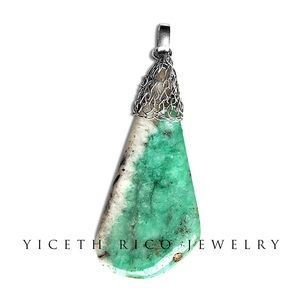 Raw Emerald Pendant . 
-950 Silver Mompox Filigree.  Raw Emerald.